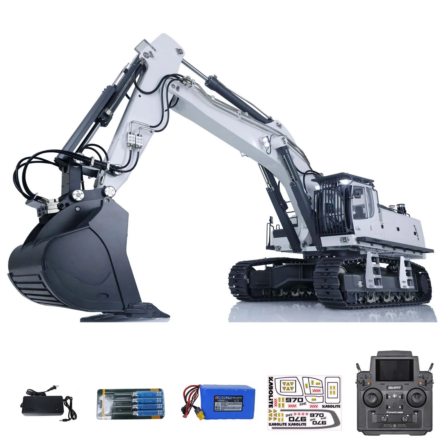 RTR Kabolite K970 100S Pro 1/14 RC Hydraulic Excavator Construction Digger Machine Smoke Remote Control Model for Adult TH20209