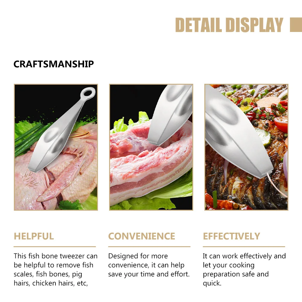 

3pcs Pig Tweezer Stainless Steel Hair Removing Pliers Durable Fish Bone Clipper Poultry Hair Tweezers Kitchen Accessory Manual
