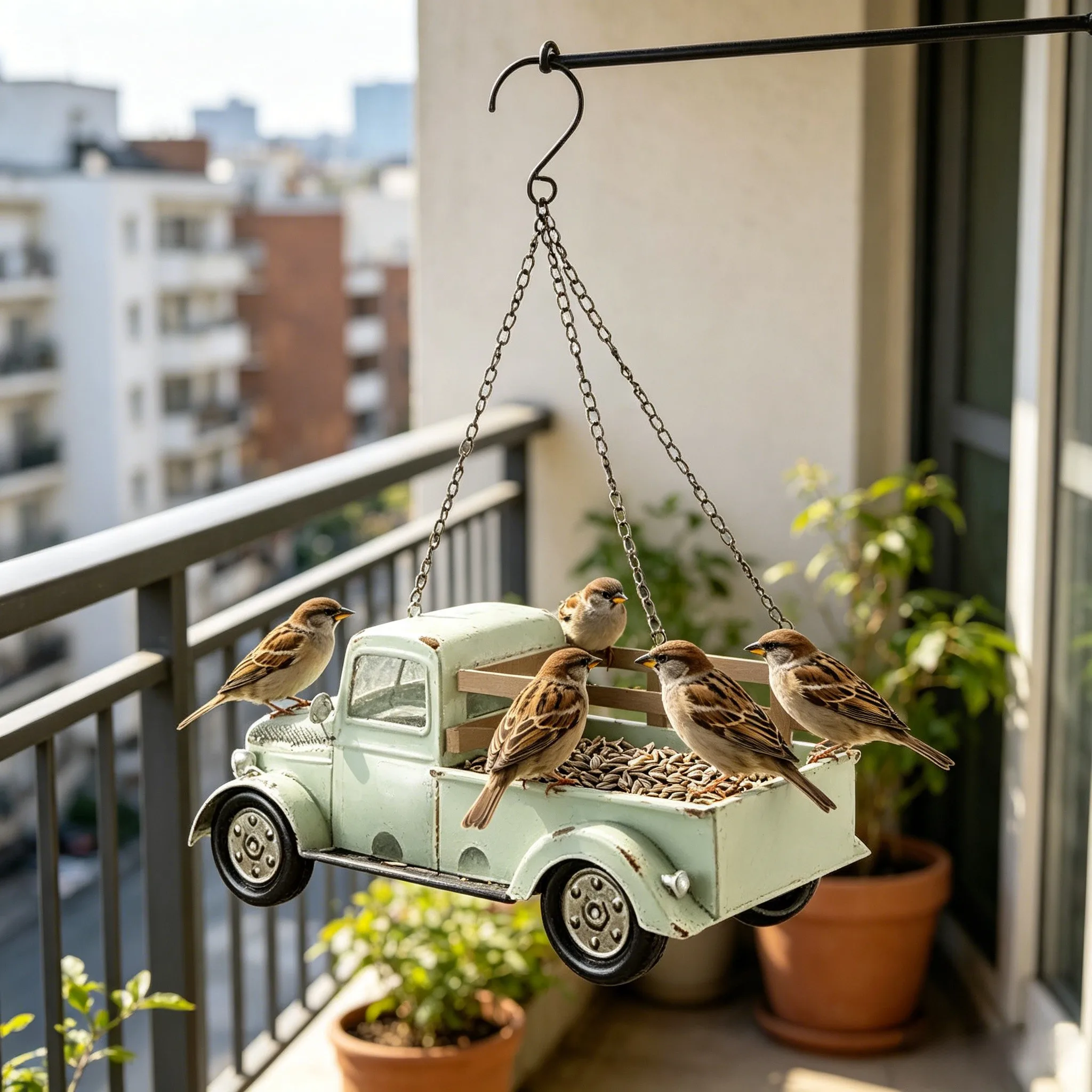 1Pcs Bird Feeder 18x7x6cm Truck Style Multifunctional Hanging Flower Pot Ornament For Outdoor Garden Yard Farm Supplies