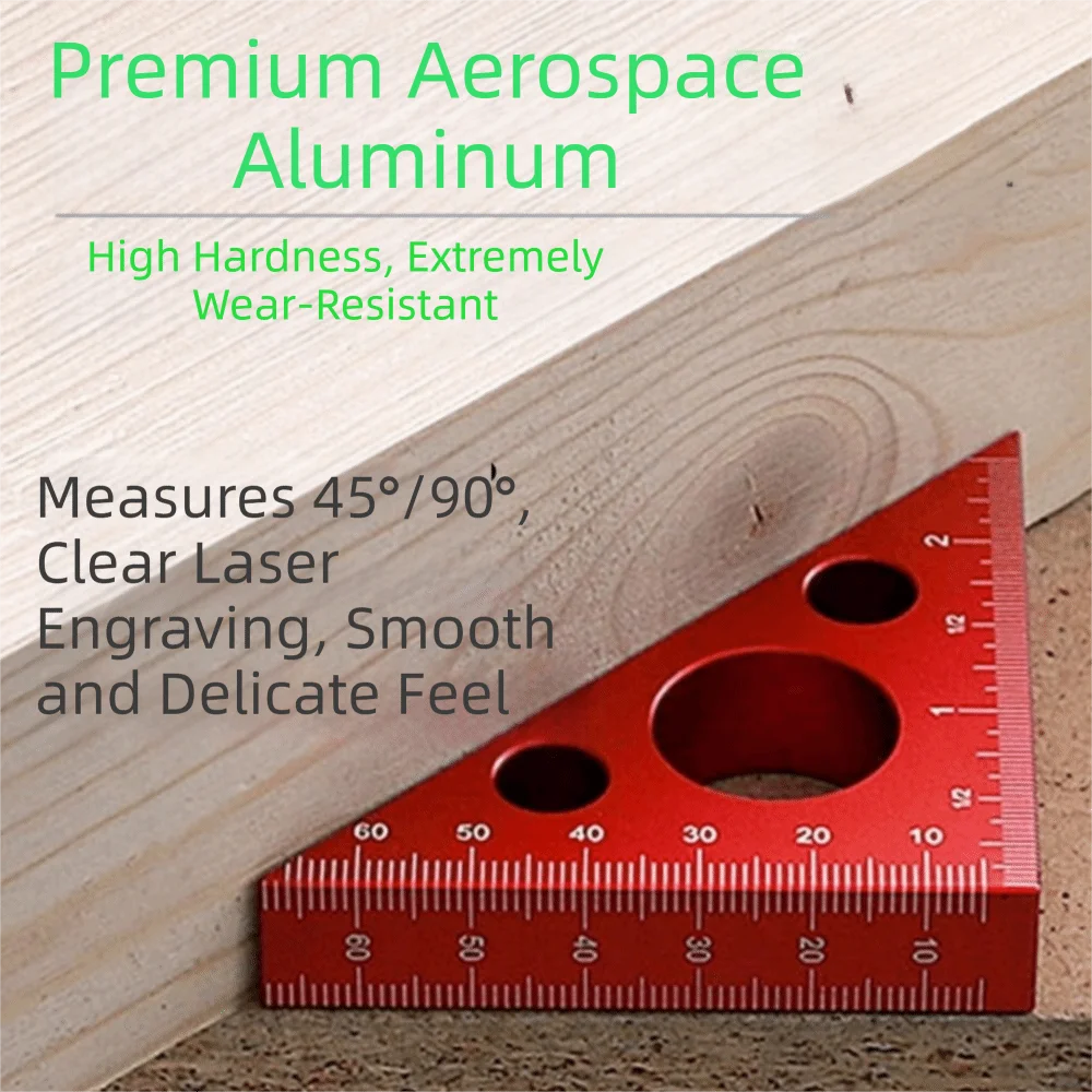 Aluminum Alloy Woodworking Triangle Ruler Heavy-Duty Metric/American system dual scale Precision Angle Ruler 45/90 Degree