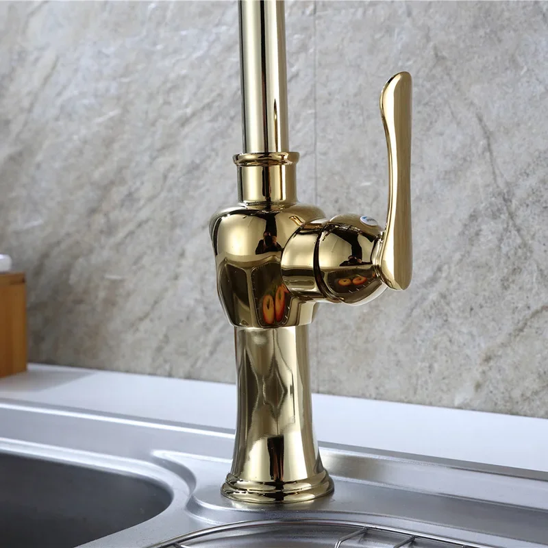 kitchen  golden brass basin faucet  a faucet single handle hot&cold mixer tap deck mounted torneira Vidric Faucet