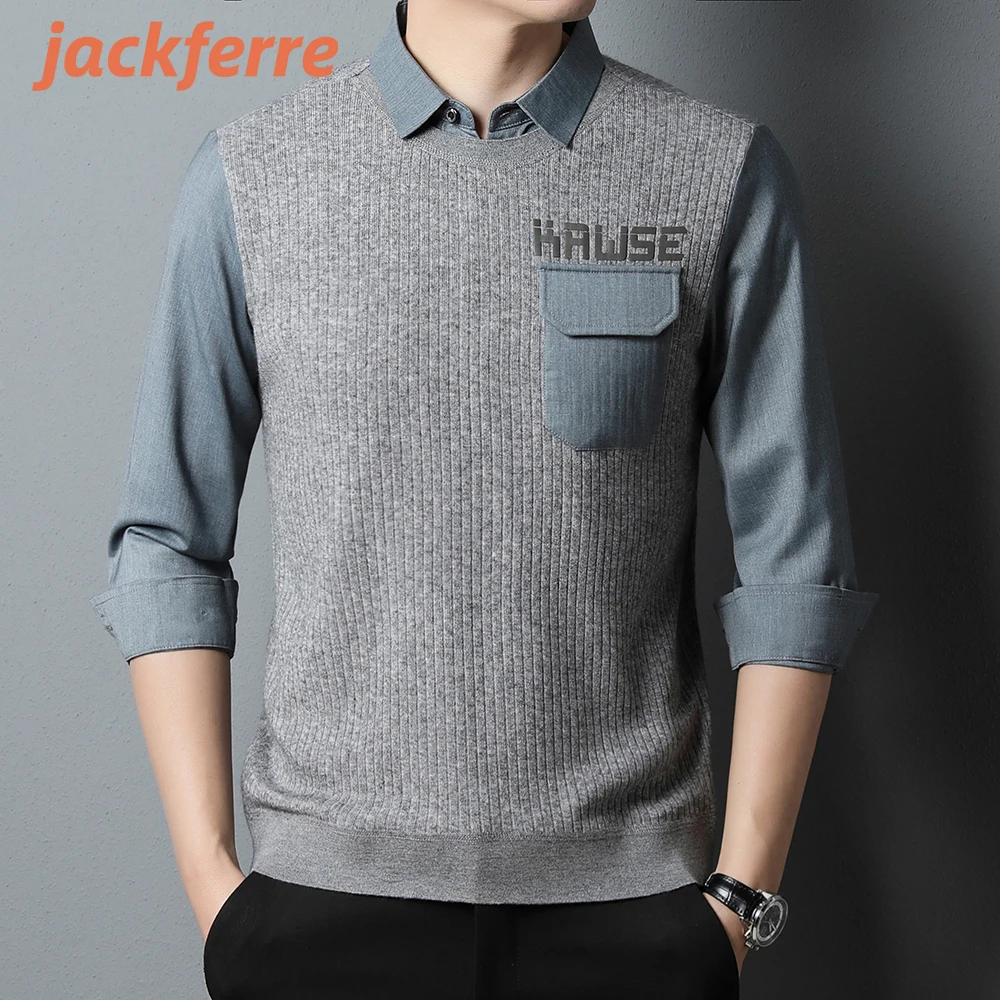 

Men's Clothing Fake Two-Piece Fashion 2024 Brand Comfortable Men's Shirt #Z5835