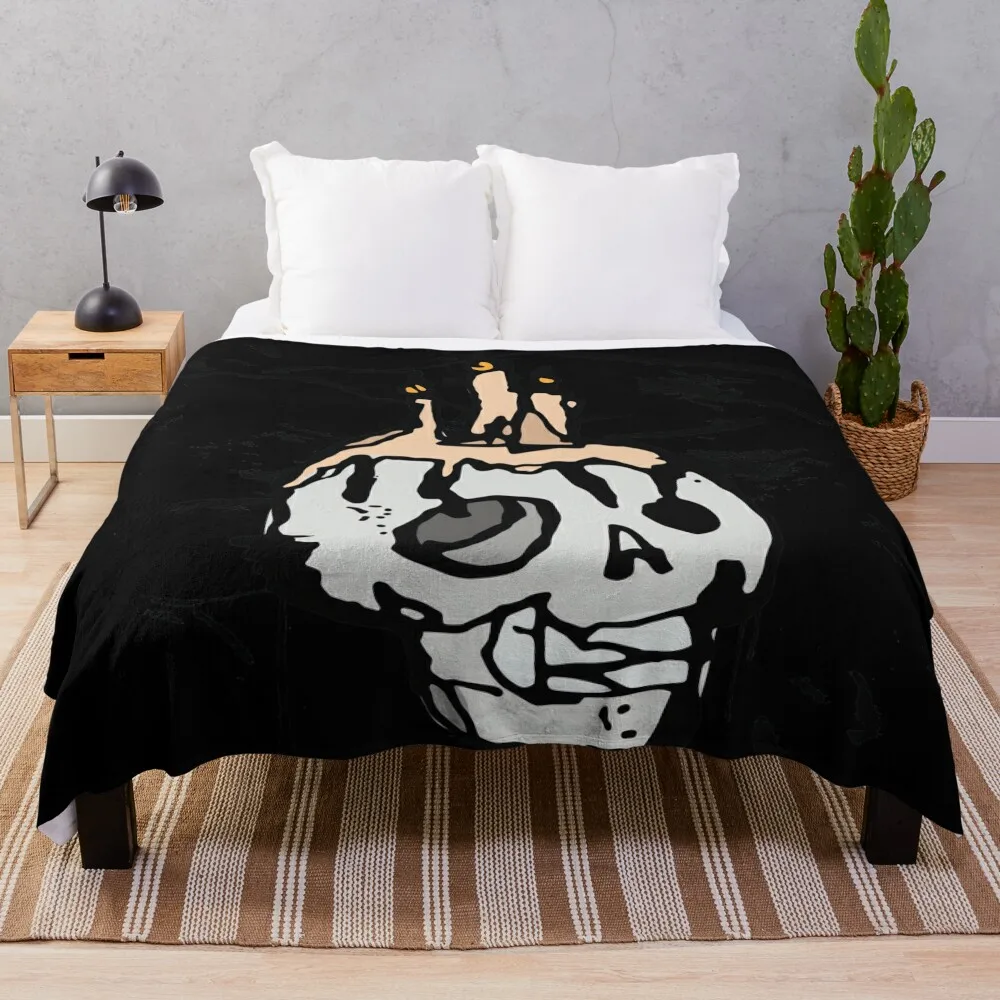 Skull candle light sketch Throw Blanket Thins Hair Blankets