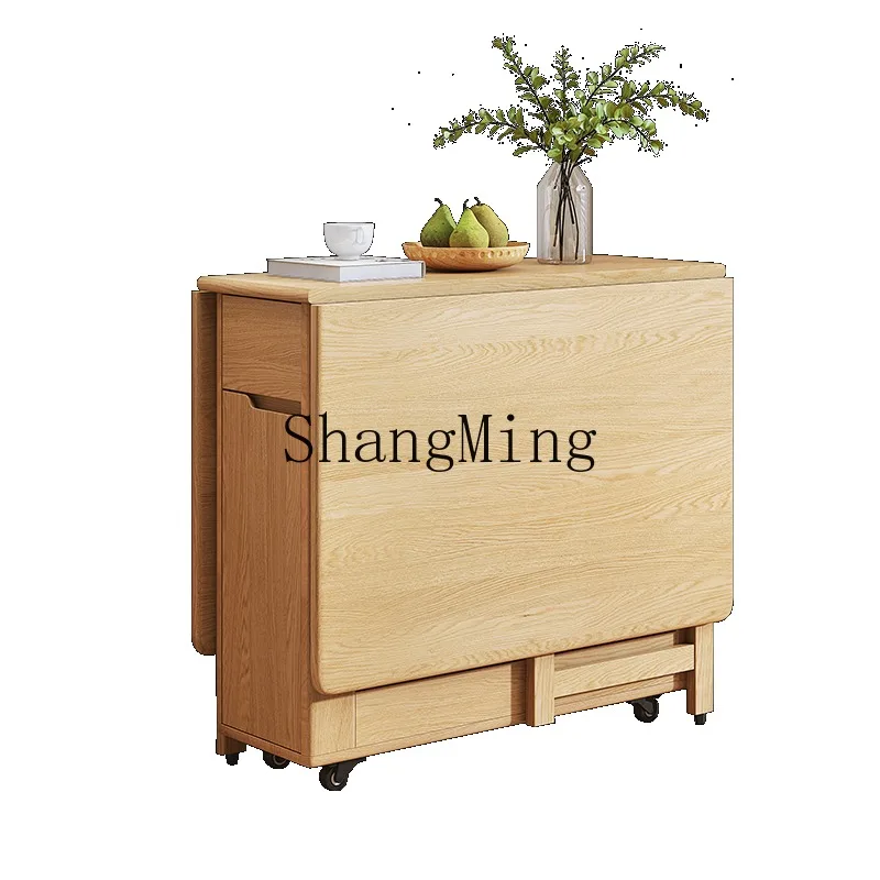 

ZHB wabi-sabi wind all solid wood folding dining table and chair combination small apartment household movable folding for two