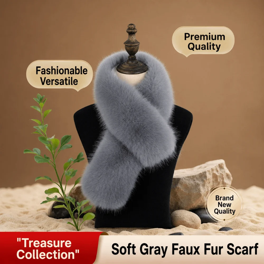 Temperament Soft Faux Fur Scarf Fake Fox Hair Thick Fur Neck Warmer Coldproof Windproof Warm Scarf Women