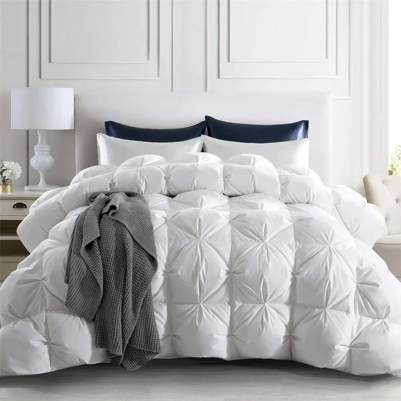 

Down Comforter Fill Power,Cotton Down Duvet Insert Thread Count, Heavyweight Cloud Fluffy Pinch Pleat Extra Warmth