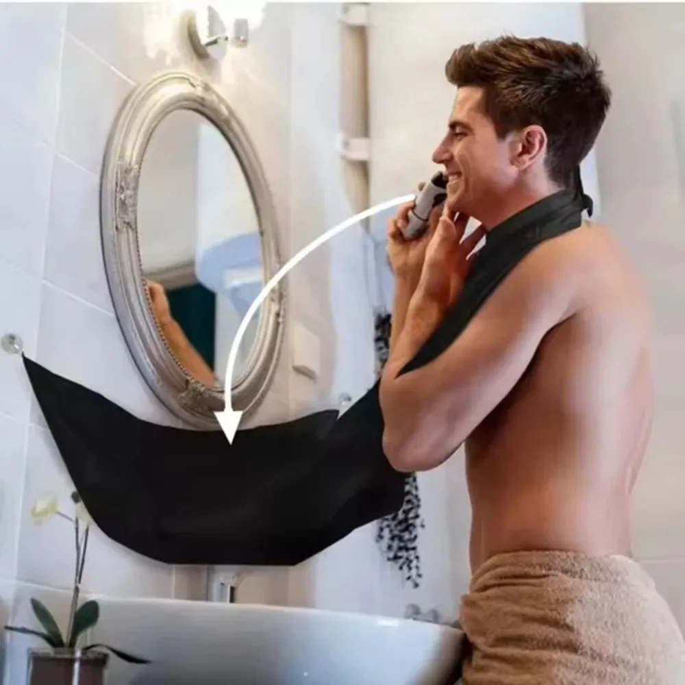 Men Shaving Apron Beard Catcher Bib, Facial Shave Hair Catching Cape Barber Cleaning Accessory Gift for Men