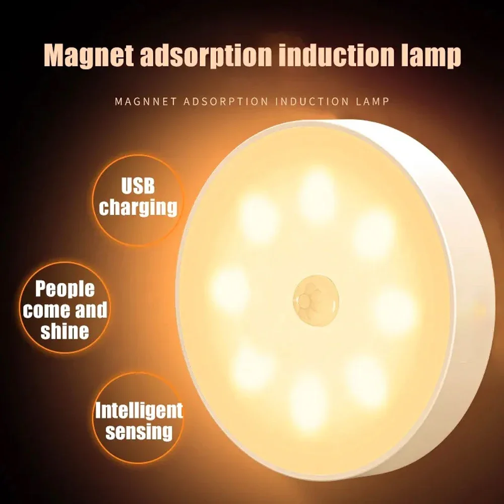 

Nice PIR Motion Sensor 8 LED Night Light USB Rechargeable Night Lamp For Kitchen Cabinet Wardrobe Lamp Staircase Closet Light