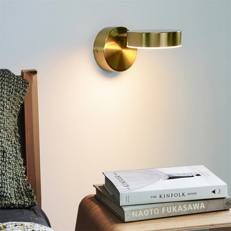 Nordic LED Wall Light With Switch Fixture For Living Bedroom Gold Rotary Sconces Bedside Touch Dimming Lamp Modern Home Decor