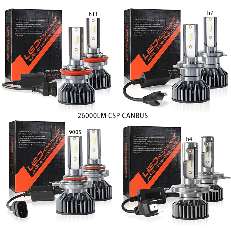 Heyword 26000lm 160W 1860 CSP chip 3000k/4300k/6000k/8000k Car LED Headlight   h4 h7 h1 LED headlights 9005 H7  h11 led light