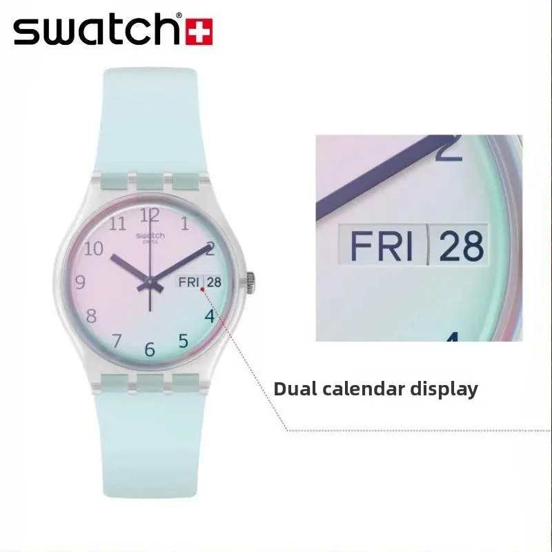 Swatch Swiss Watch Endless Sky Blue Calendar Waterproof Student Pointer Fashion Swiss Quartz Watch Gift Endless Sky Blue GE713