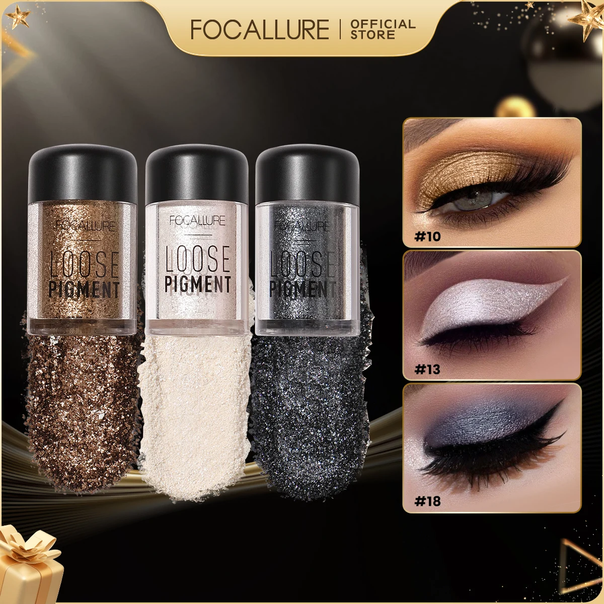 FOCALLURE Diamond Eye Shadow Makeup Waterproof Long Lasting Shiny Glitter Shimmer Liquid Eyeshadow Makeup for Women Cosmetics