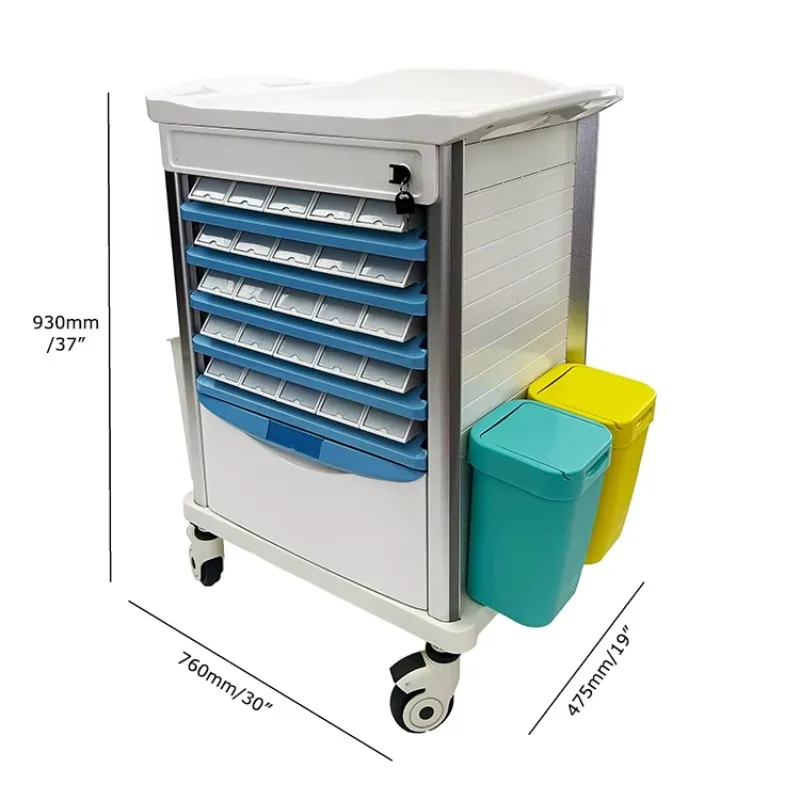Mobile Medicine Cart for Nursing Homes Hospital Trolley for Medication Classification Storage Medical Health Carts