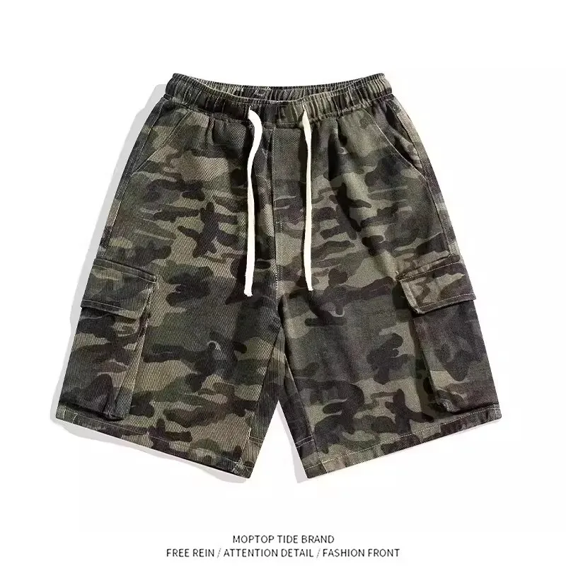 

American Retro Workwear Shorts Men Summer Trendy Loose Versatile Five-Quarter High Street Handsome Casual Camouflage Leisure ...