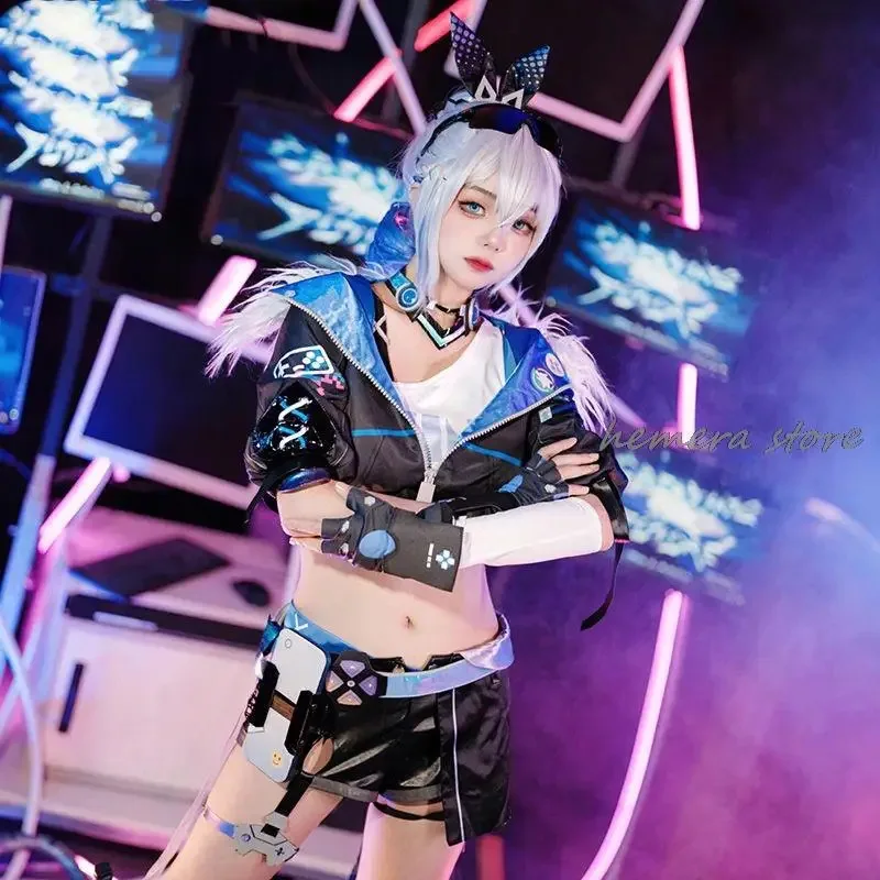 

Honkai Star Rail Silver Wolf Косплей Костюм Парик Игровая Униформа Очки Серьги Stellaron Hunters Хакер Хэллоуин Вечеринка Женщины
