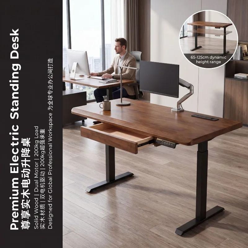 30mm Thick Solid Wood Electrically Adjustable Desk Computer Table Desktop for Home Use Adjustable Gaming Table Work Surface