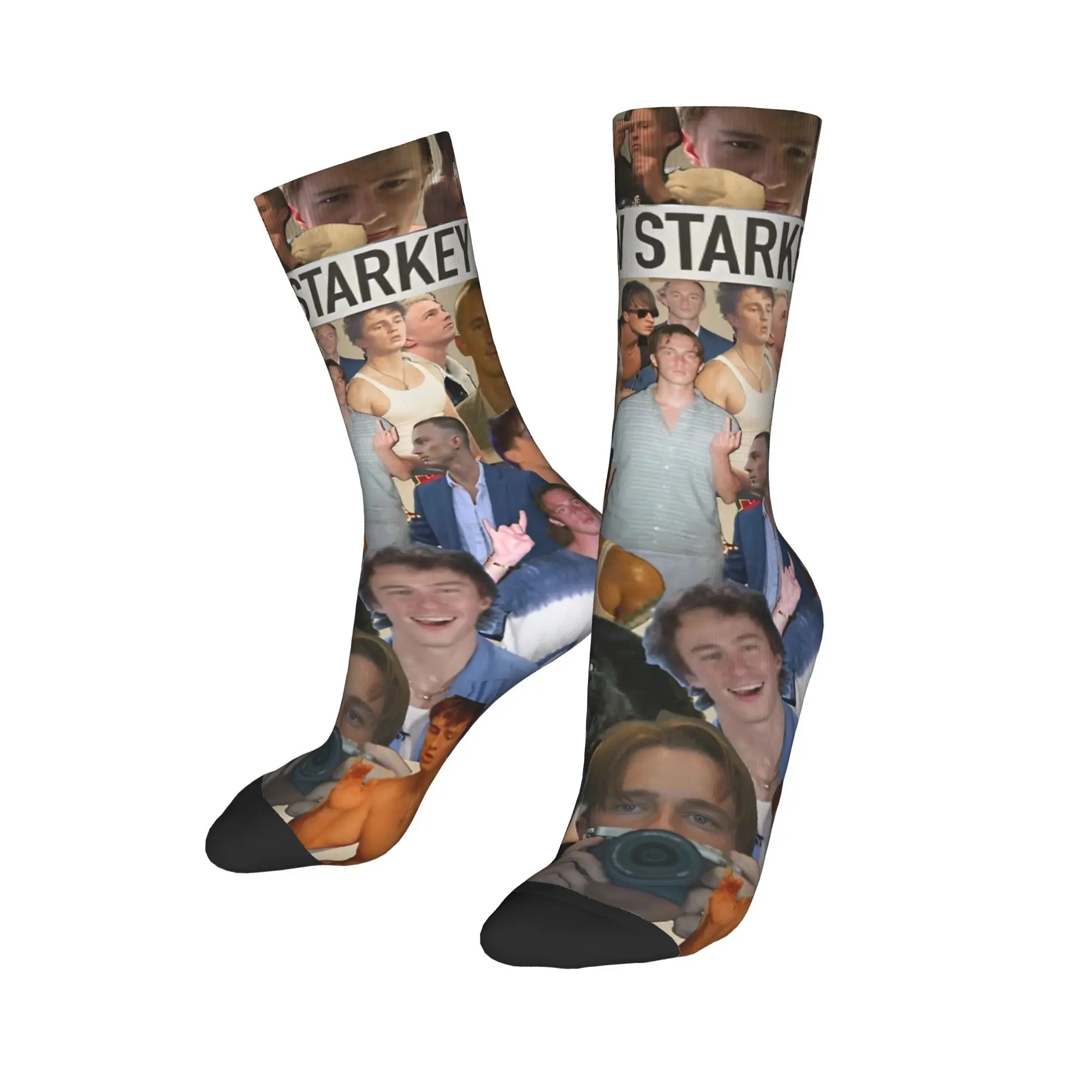 Funny Drew Starkey Photo Collage Basketball Socks Rafe Cameron Actor Polyester Long Socks for Unisex Breathable