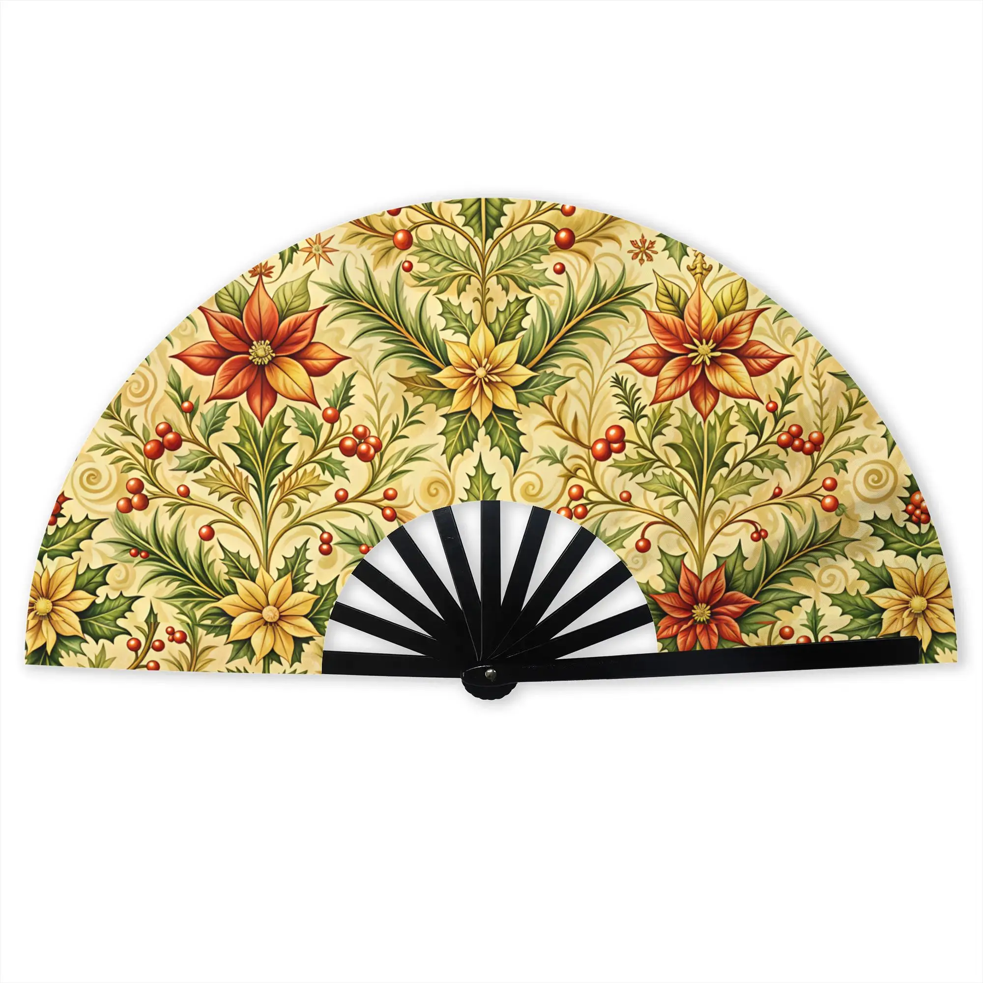 Fashion Trend 3D Flowers Stylish Hand Fan  Men Luxury High 3D Floral Printed Polyester Fan  Aesthetic For Sports Events Gift