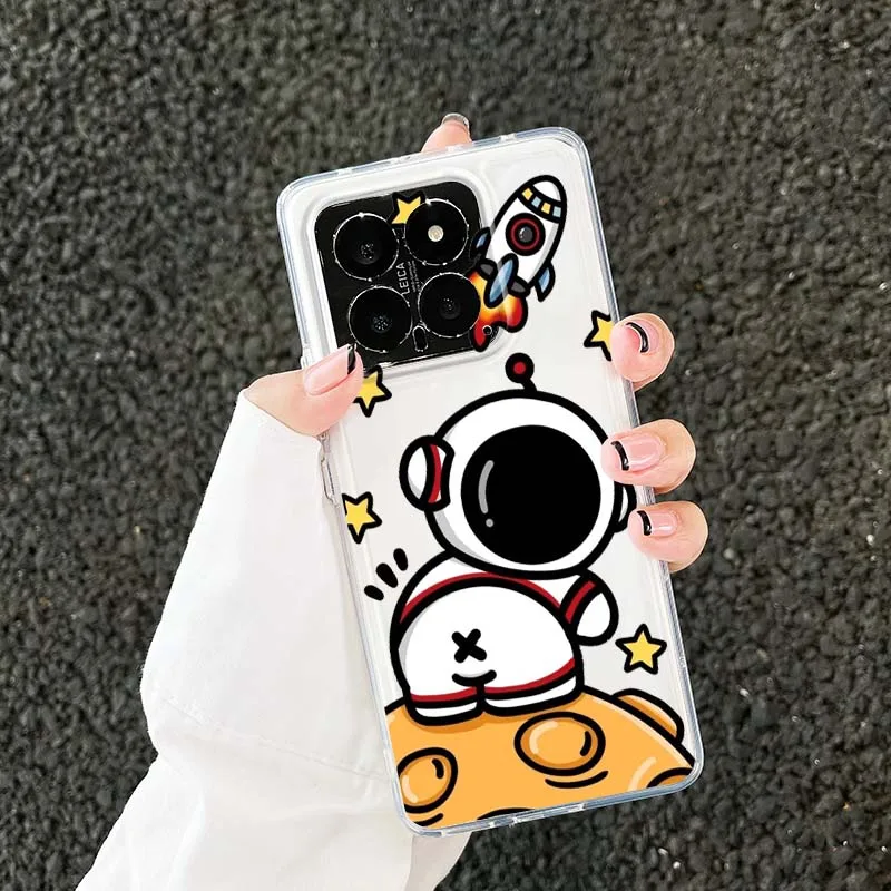 Cartoon anime astronaut Phone Case For Xiaomi 15 14 13 12 12S 12X 12T 11 11T Pro Lite TPU Transparent