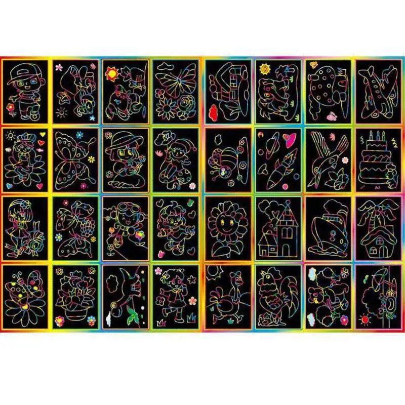 5–20PCS Magic Scratch Off Paper Kit - Rainbow Hidden Color Reveal Boards for DIY Art Projects & Creative Handicrafts TMZ