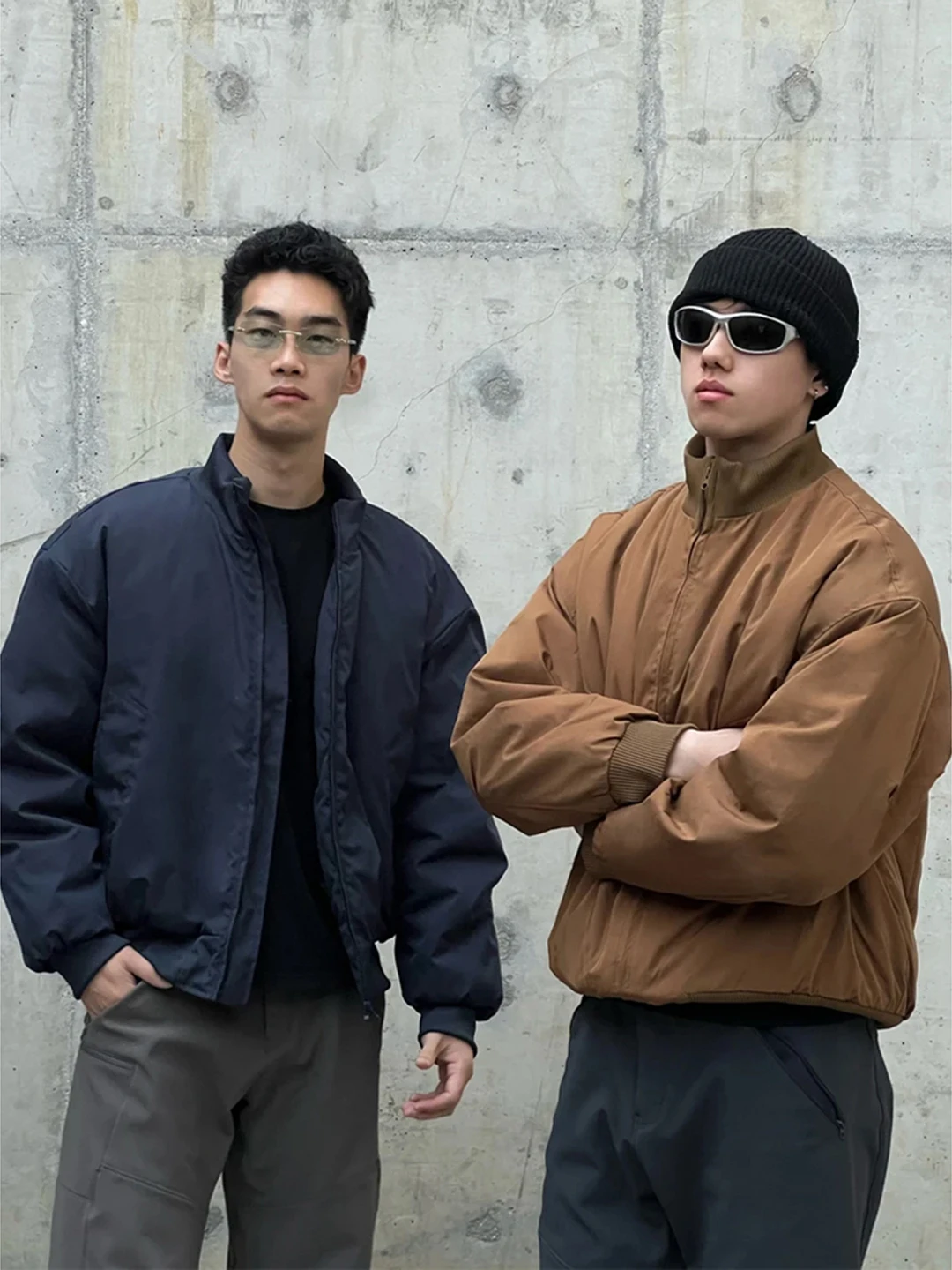 

American Retro Short Stand Collar Men's down Jacket Winter Bomber Flight Jacket Cotton Outerwear Premium Feeling Cotton Coat