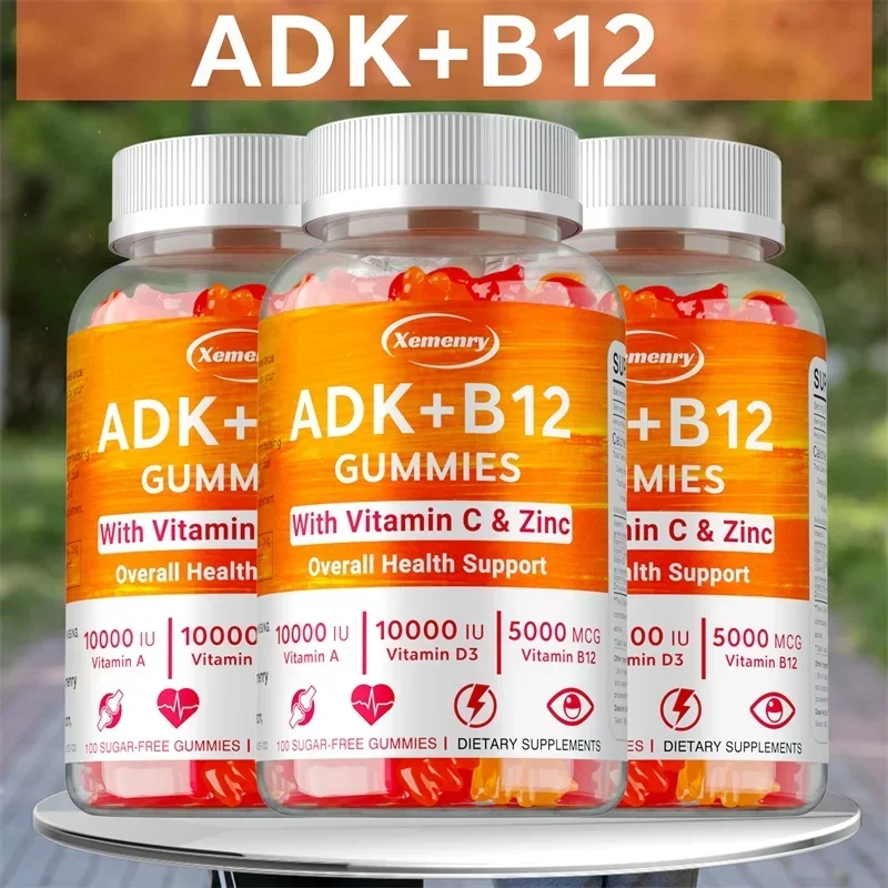 

Vitamin D3 K2 + Vitamin B12 Gummies - Good for Bone, Brain, Eye, Heart, Nervous System, Boost Metabolism, Immune Support