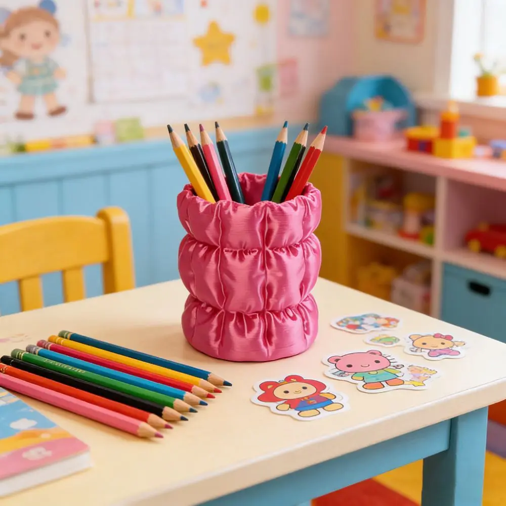 Creative 3D Printed Pen Holder Smooth Grid Shaped Pen Stand Thick Durable Wear-Resistant Makeup Brush Holder Home Decoration