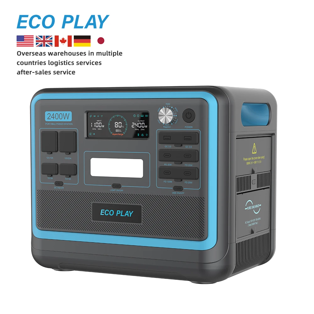 

2400W Portable Power Station Solar Generator with Hyper Flash Charging Energy System, UPS and LiFePO4 Battery Power Station