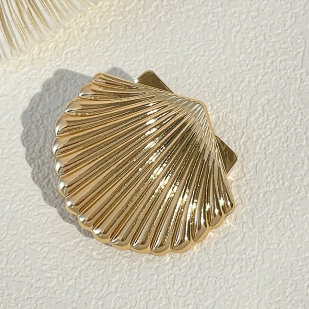 Golden Color Starfish Hair Clip Gold Color Scallop Shape Shell Hair Clip Elastic Design Conch Hair Clip Daily Jewelry