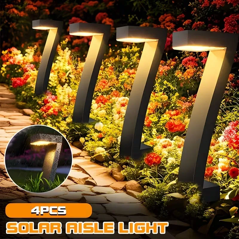 

4pcs Solar-Powered Outdoor Pathway Lights with Automatic On/Off right LED Landscape Lights for Driveways Gardens Walkways