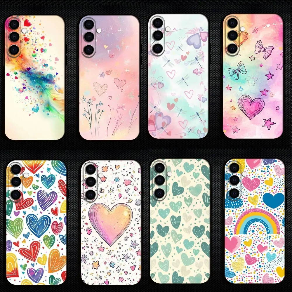 

Heart Pattern Phone Case For Samsung Galaxy A73/A72/A71/A70/A53/A52/A51/Others Soft Black Shell
