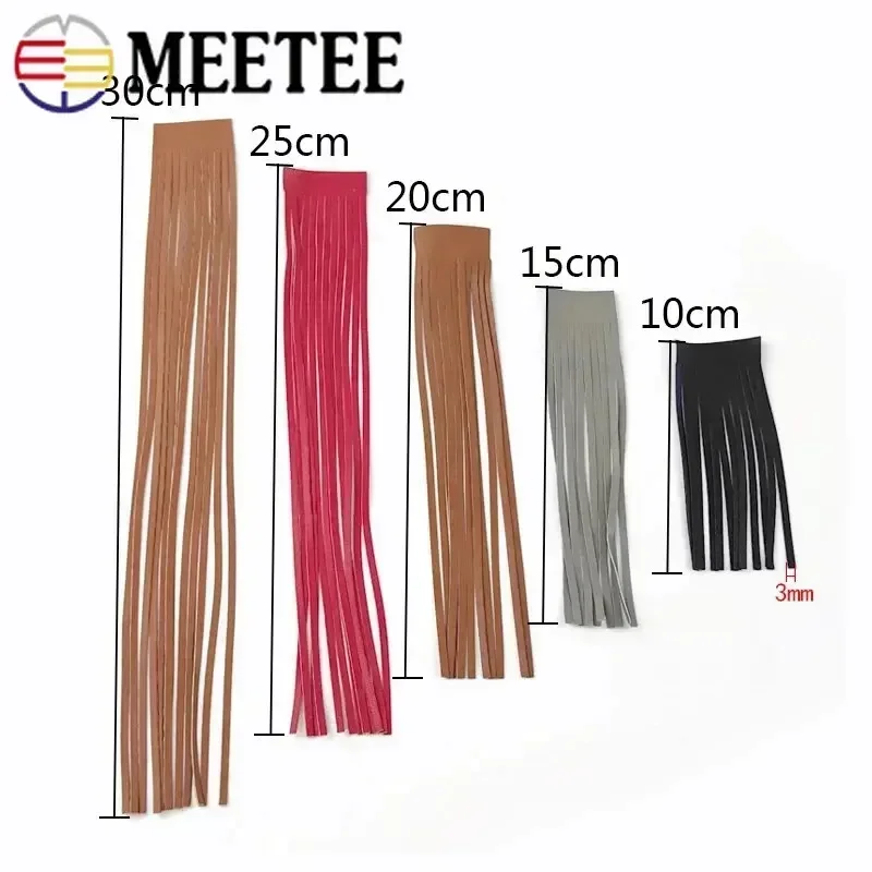 2Meters 10-30cm PU Leather Tassel Fringe Trim Faux Suede Ribbon Soft Long Fringes Clothes Bags Lace Decor Sewing Accessories