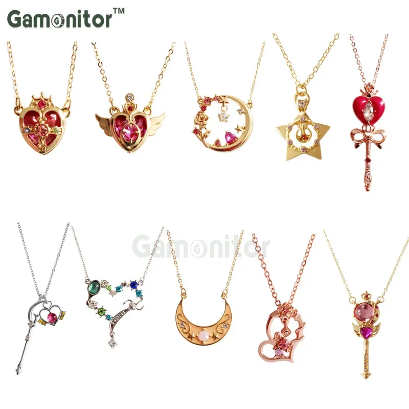 10 Styles Japanese Cartoon Comics Series star Moon Pendant Necklace For Cosplay Women Girls Gifts