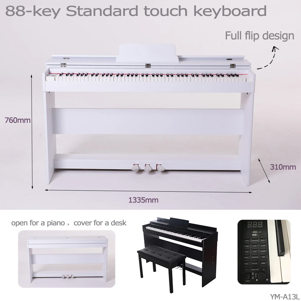 Digital Piano Musical Instrument 88-Key Standard Touch Keyboard Beginner Piano 88 Keys Electron Piano YM-A13L