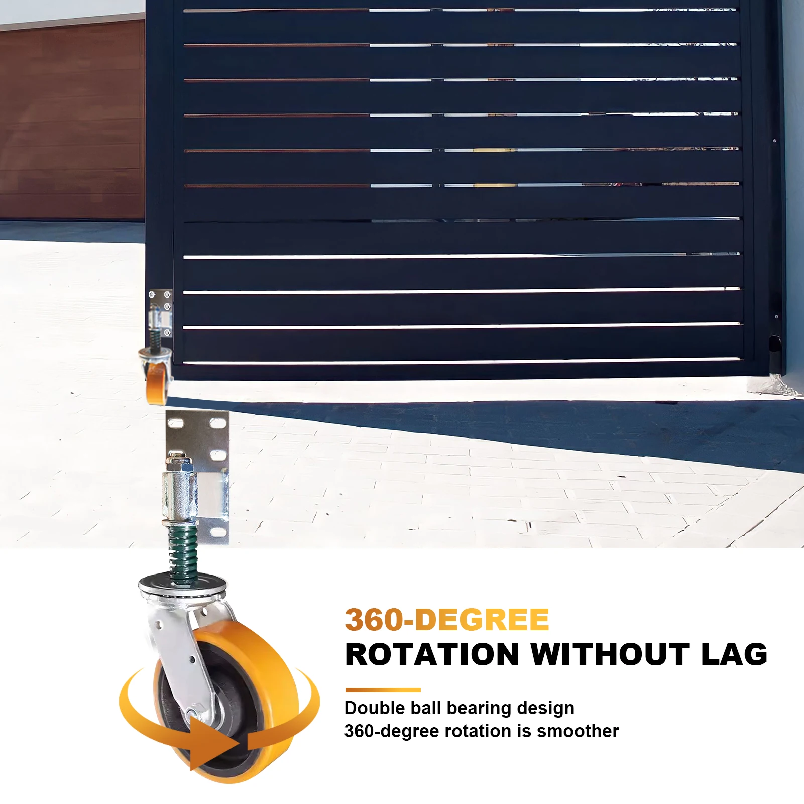 Roda da porta da cerca, rodízio resistente da roda da porta de 8 Polegada, rolos da porta da rotação de 360 graus para portões de balanço do tubo de metal