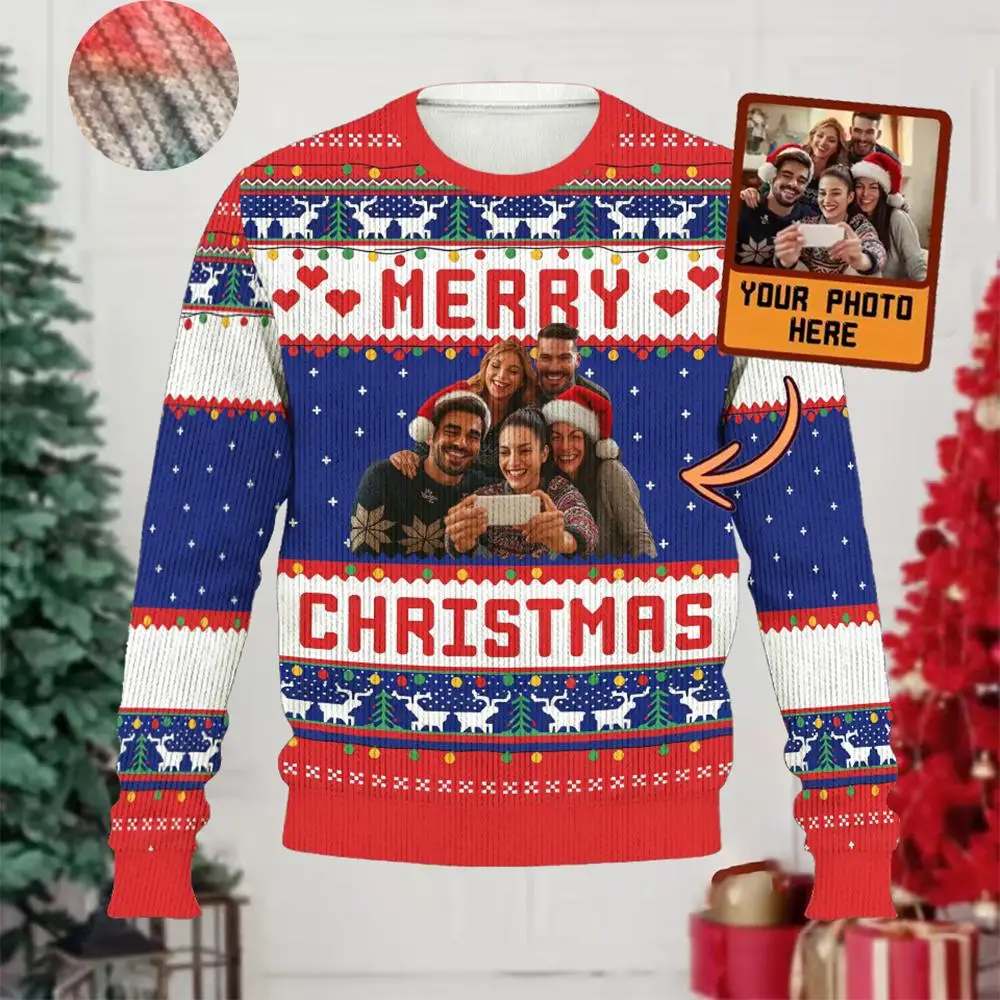 

Custom-made Christmas Ugly Sweaters Personalize With Your Own Family Photos Fun Christmas Party Costumes And Gifts For 2026