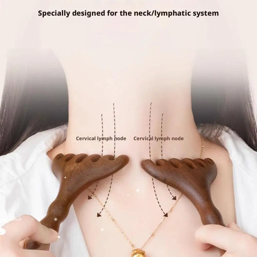 Peine de masaje meridiano corporal, astas de ciervo de sándalo, acupuntura de dientes anchos, ayuda a la circulación sanguínea, cabello liso antiestático