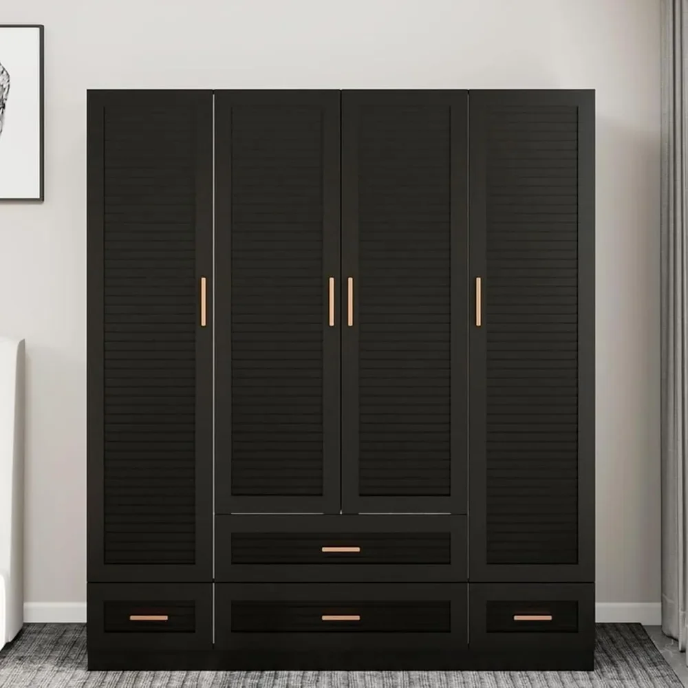 

Wooden Armoire Wardrobe Closet, Wardrobe Closet With 4 Drawers And Hanging Rod|