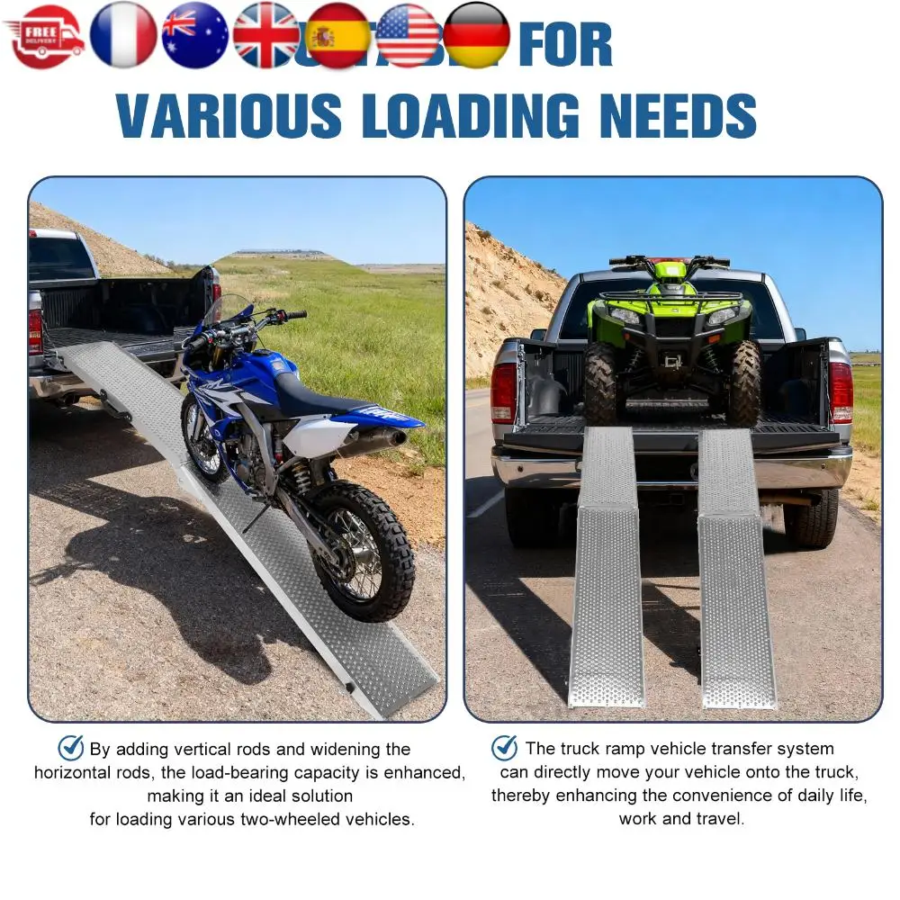 

2Pcs 85inch Aluminum Folding Loading Ramps with Handle ATV Ramps for Motorcycles Lawn Mowers UTVs and More