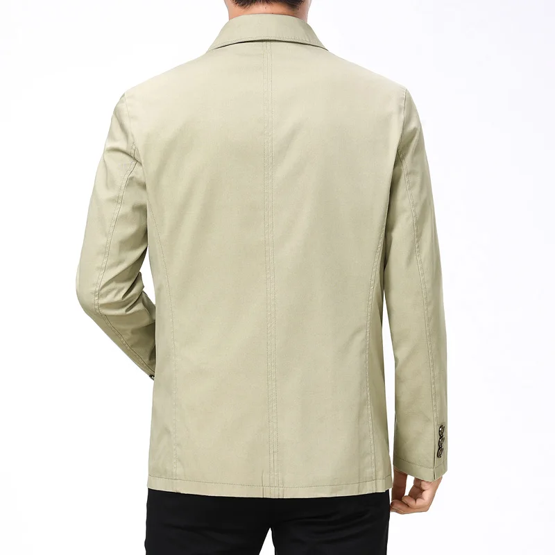 

Lightweight Pure Cotton Button-Up Casual Jaet for Middle-Aged Men Spring Autumn Busin Gentleman Sle Stand Fit Outer...
