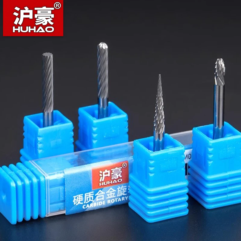 HUHAO Metal Wood Rotary Rasp File Abrasive Tools 3mm Tungsten Carbide Rotary Burr Set Double Cut Milling Cutter Rotary Tools