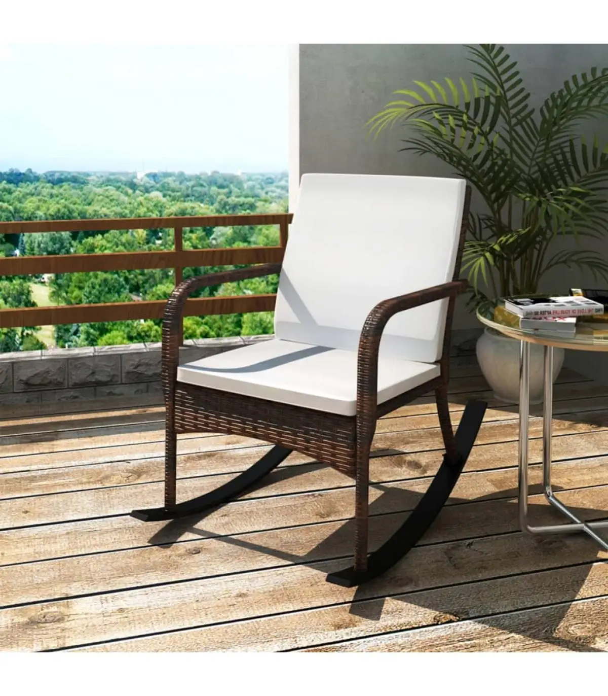 Brown Synthetic Rattan Garden rocking chair