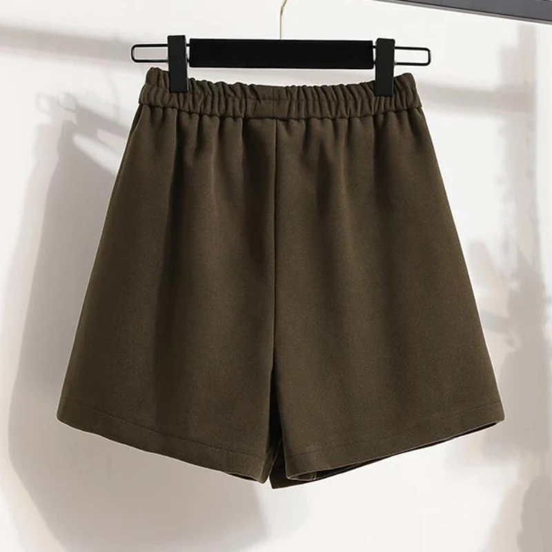 Woolen Winter Chic Shorts Women Irregular Pleated New  Vintage Pure Gentle Soft High Waist Aesthetic Design Harajuku Pretty