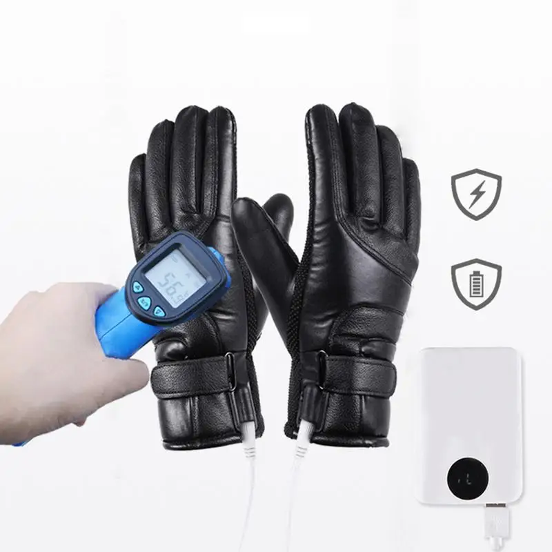 USB Warm Hand Heating Gloves Touch Screen USB Electric Heating Gloves Winter Motorcycle Thermal Bike Gloves Heated Gloves