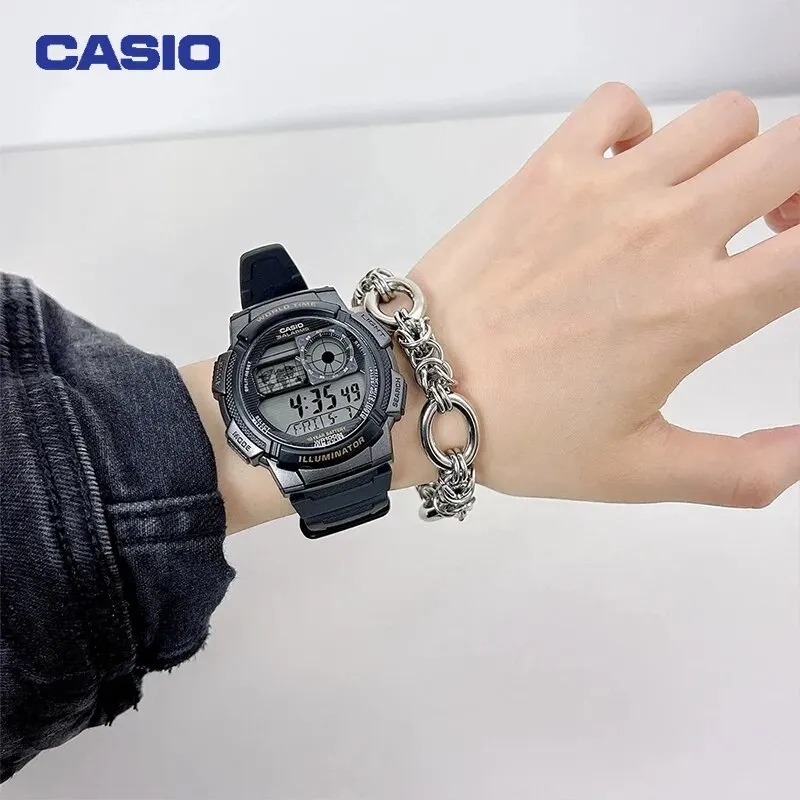 Casio AE-1000W/1500W/1100WSports Watch Multifunctional Guide Date Stopwatch Student Male Watch Outdoor Waterproof Male Digital