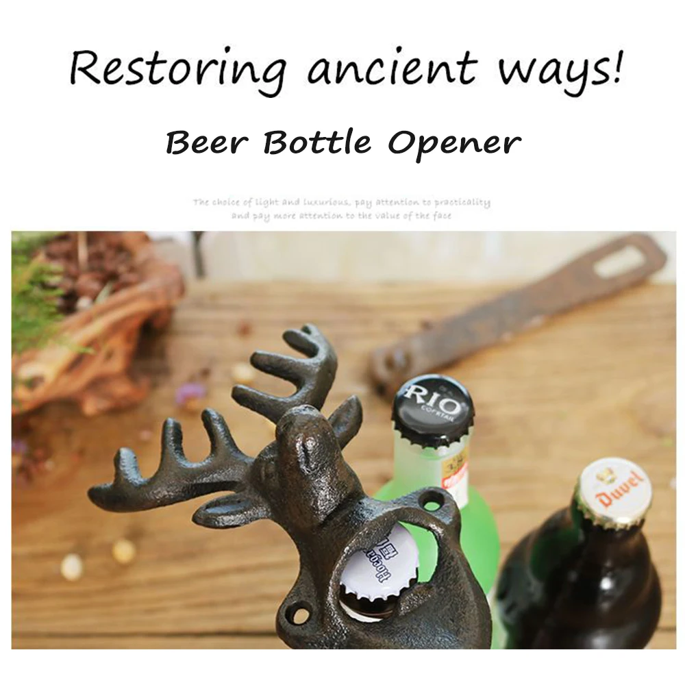 

Retro Nostalgia All Cast Iron Beer Bottle Opener Household Daily Necessities Corkscrew Bar Accessories