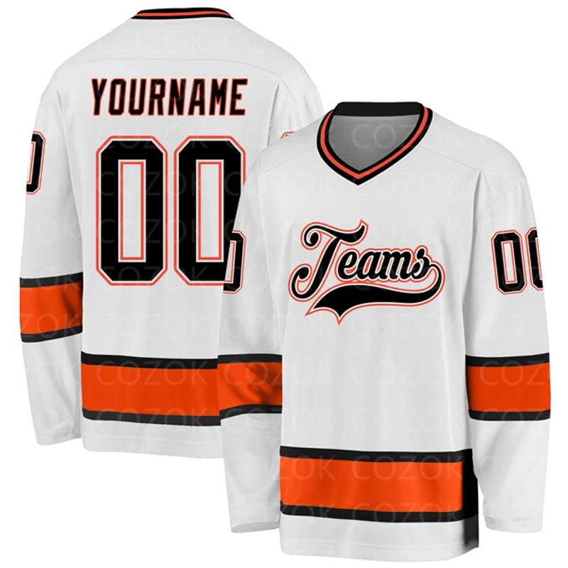 Custom White   Red Hockey 3D Print You Name Number Men Women Ice Hockey Jersey Competition Training Jerseys