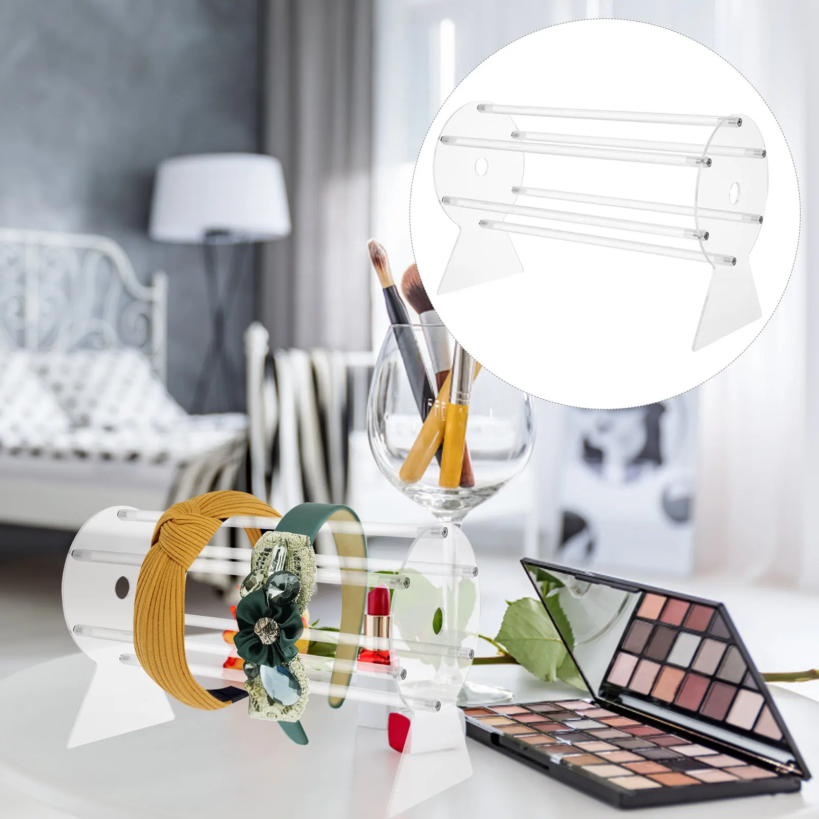 

Clear Headband Organizer Horizontal Hair Accessories Storage Rack Display Stand For Headband Holder Scrunchies Holder