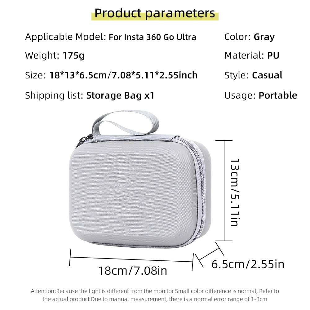 

PU Storage Bag for Insta360 GO Ultra Dustproof and Dirt-resistant Camera Organizer Bag Black Gray