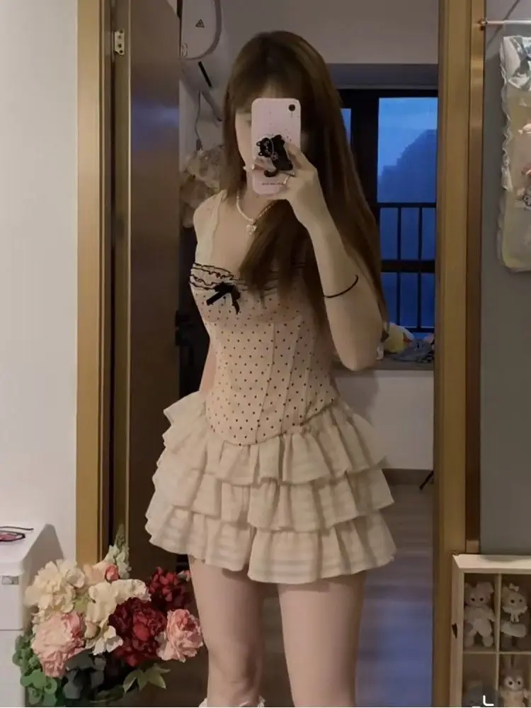 Mini Jupe pour femmes, 2025 Faldas Mujer De Moda, douce, été, taille haute, ligne a, volants, mode, douce et mignonne, Y2k, 63g657